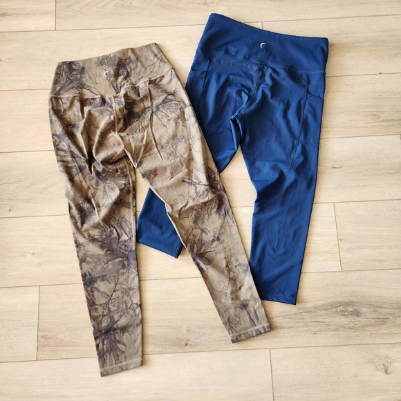 Zyia Active Legging Lot 2 Pair Womens Size 8-10 Blue Tan Tie Dye - Picture 8 of 8
